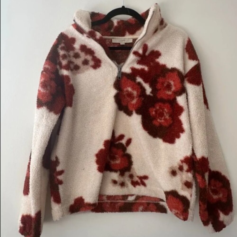 LOFT Floral Zip Sweater